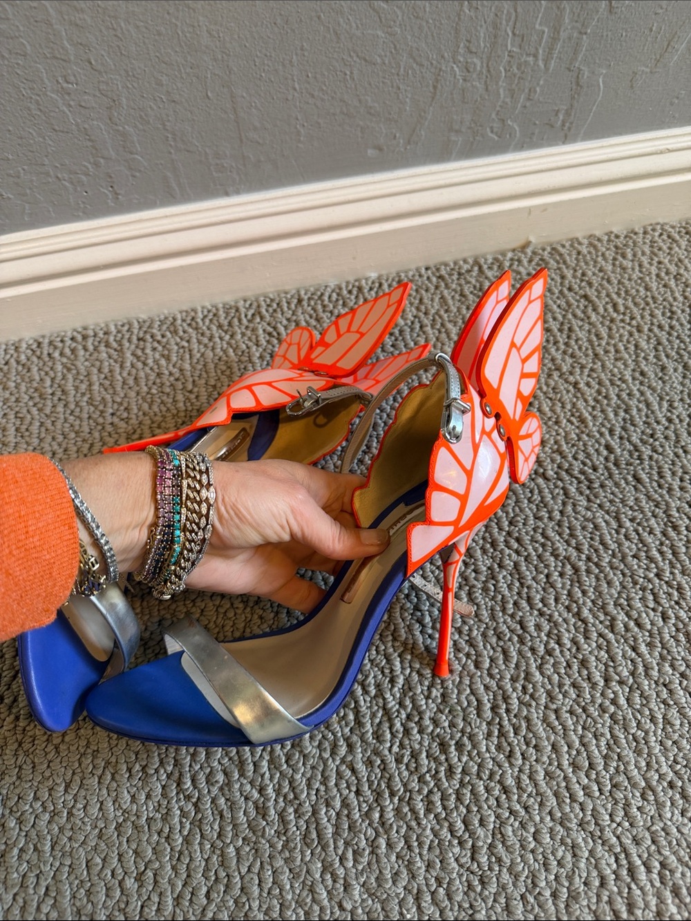 Sophia Webster Women’s Blue and Orange Butterfly Wing Stiletto Heels